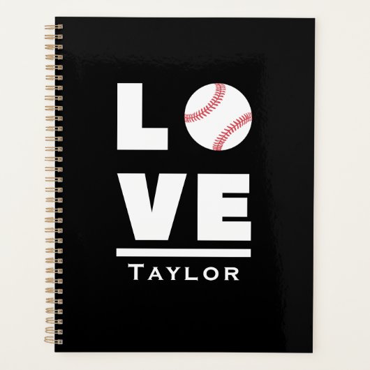 Love and Live Baseball Sports Fan Custom Name Planner (Voorkant)