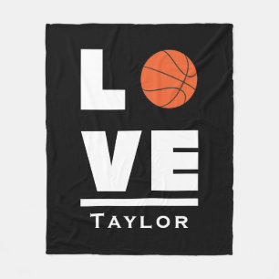 Love and Live Basketball Sports Fan Custom Name Fleece Deken