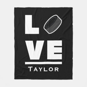 Love and Live Ice Hockey Sports Fan Custom Name Fleece Deken