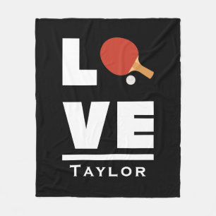 Love and Live Table Tennis Sports Fan Custom Name Fleece Deken