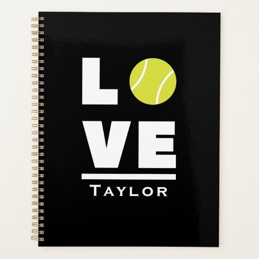 Love and Live Tennis Sports Fan Custom Name Planner (Voorkant)
