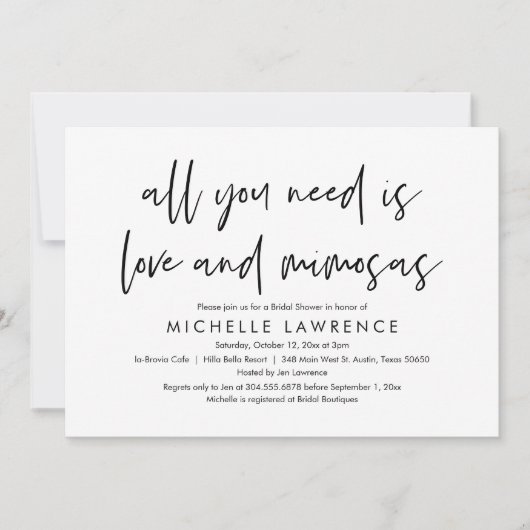 Love and Mimosas, Casual Vrijgezellenfeest Kaart (Voorkant)