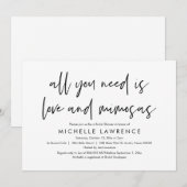 Love and Mimosas, Casual Vrijgezellenfeest Kaart (Voorkant / Achterkant)