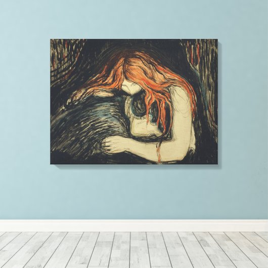 Love and Pain (The Vampire) (door Edvard Munch) Canvas Afdruk (Insitu (Houten vloer))