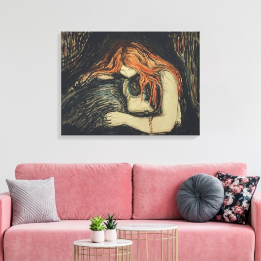 Love and Pain (The Vampire) (door Edvard Munch) Canvas Afdruk (Insitu (Woonkamer))
