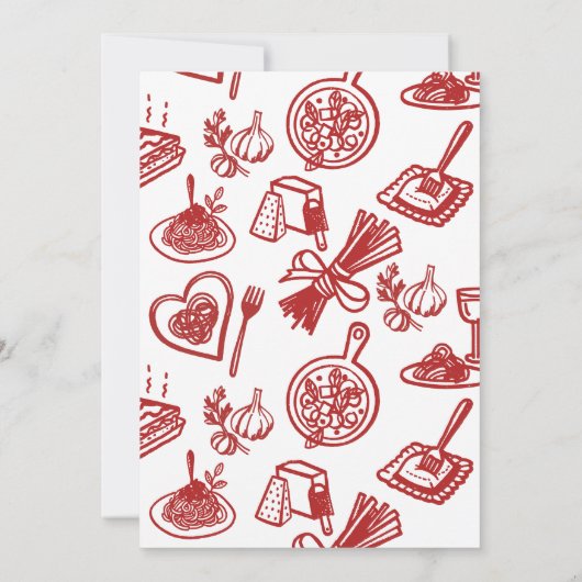 Love and Pasta Italian Bridal Shower Kaart (Achterkant)