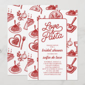 Love and Pasta Italian Bridal Shower Kaart (Voorkant / Achterkant)