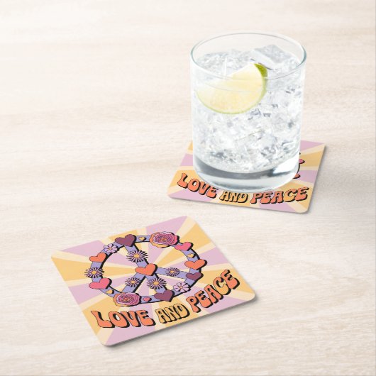 Love And Peace Coaster Set Kartonnen Onderzetters (Insitu)