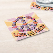 Love And Peace Coaster Set Kartonnen Onderzetters (Schuin)