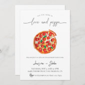 Love and Pizza Engagement Party Kaart (Voorkant / Achterkant)