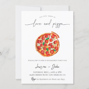 Love and Pizza Engagement Party Kaart