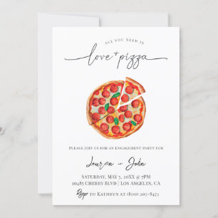 Love and Pizza Engagement Party Kaart