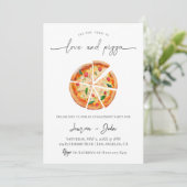 Love and Pizza Engagement Party Kaart (Staand voorkant)