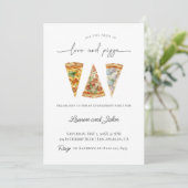 Love and Pizza Engagement Party Kaart (Staand voorkant)