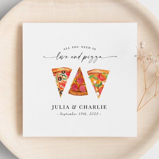 Love and Pizza Rehearsal Dinner Paper Napkin Servet
