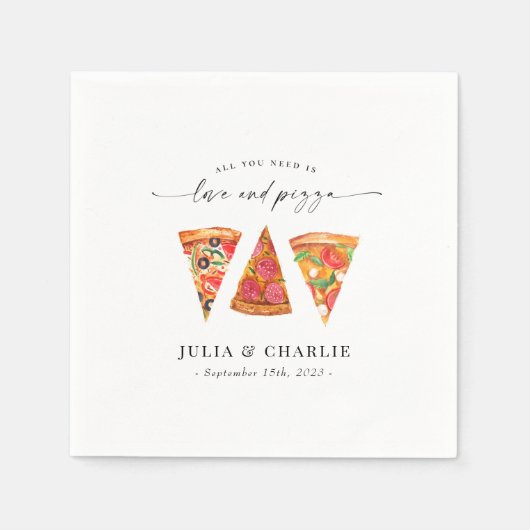 Love and Pizza Rehearsal Dinner Paper Napkin Servet (Voorkant)