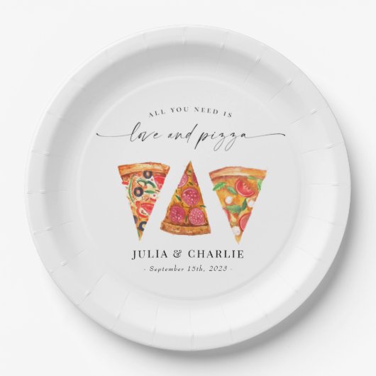 Love and Pizza Rehearsal Dinner Papieren Bordje (Voorkant)