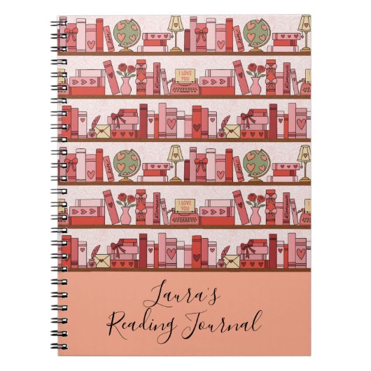 Love and Romance Bookshelf Reading Journal Notitieboek (Voorkant)