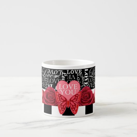 Love and Rozen Blackboard Style Espresso Cup Espresso Kop (Voorkant)