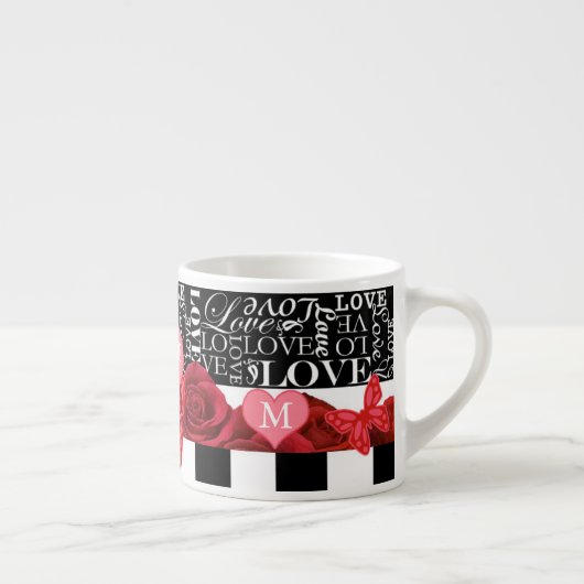 Love and Rozen Blackboard Style Espresso Cup Kop (Rechts)