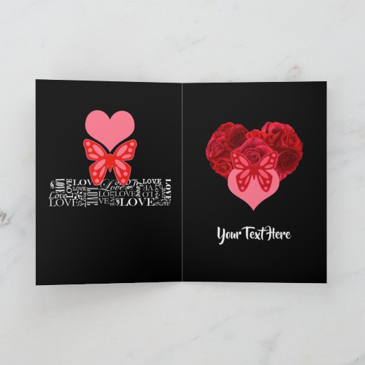 Love and Rozen Blackboard Style Feestdagen Kaart (Binnen)