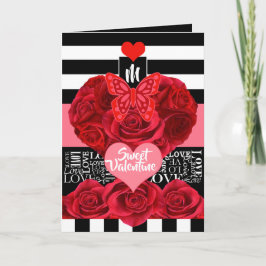 Love and Rozen Blackboard Style Feestdagen Kaart