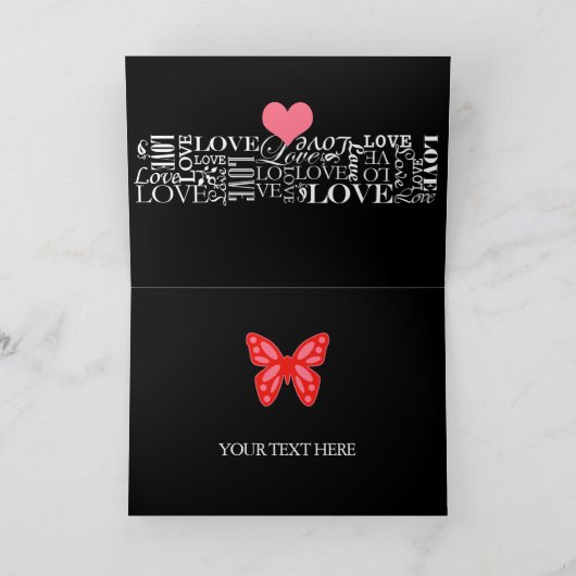 Love and Rozen Blackboard Style Feestdagen Kaart (Binnen)