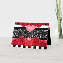 Love and Rozen Blackboard Style Feestdagen Kaart