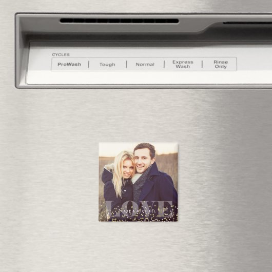 Love and Sparkles Modern Monogram Photo Magneet (Insitu (Vaatwasser))