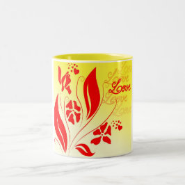 Love and Swirled Flowers Tweekleurige Koffiemok