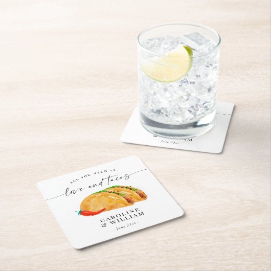 Love and Tacos Rehearsal Dinner Kartonnen Onderzetters (Insitu)