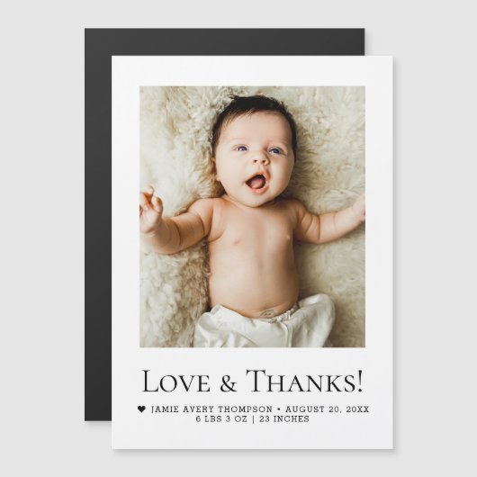 Love and Thanks Baby Photo Birth announcement (Voorkant / Achterkant)