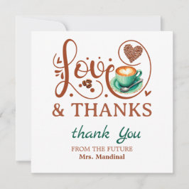 Love and Thanks Bridal Shower Wedding Coffee Theme Bedankkaart