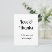 Love and thanks business name text message briefkaart (Staand voorkant)