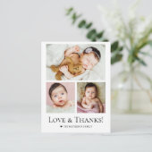 Love and Thanks Custom photo Collage Baby Shower Briefkaart (Staand voorkant)