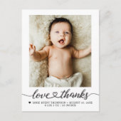 Love and Thanks heart script Photo Birth stars Briefkaart (Voorkant)