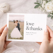 Love and Thanks Minimalist Chic Photo Wedding Bedankkaart