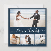 Love and Thanks Navy Script Photo Collage Wedding (Voorkant)