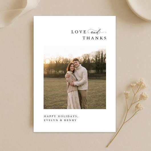 Love and Thanks | Newlywed Christmas Boho Photo Bedankkaart