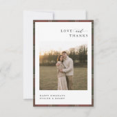 Love and Thanks | Newlywed Plaid Christmas Photo Bedankkaart (Voorkant)
