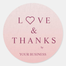 Love and Thanks Quote with Heart in Burgundy Ronde Sticker