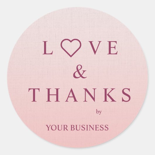 Love and Thanks Quote with Heart in Burgundy Ronde Sticker (Voorkant)