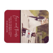Love and Thanks Red Wedding Photo Magnet Magneet (Horizontaal)
