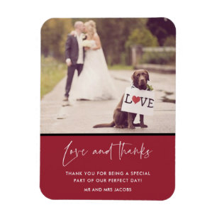 Love and Thanks Red Wedding Photo Magnet Magneet