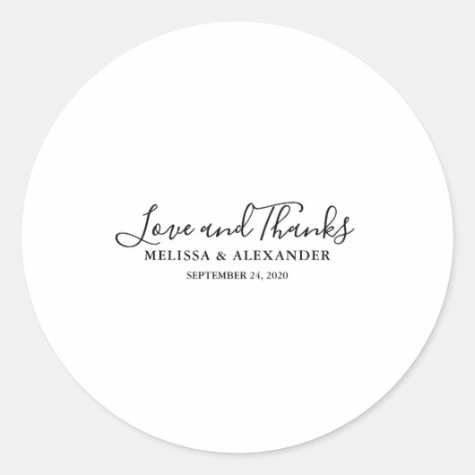 LOVE AND THANKS RONDE STICKER (Voorkant)