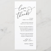 Love and Thanks, Wedding Dinner Thank You Card Programmakaart (Voorkant)