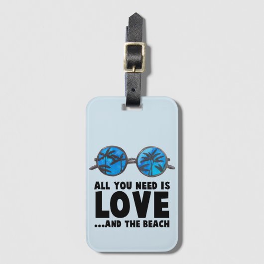 Love and the Beach Typography Bagagelabel (Voorkant (verticaal))
