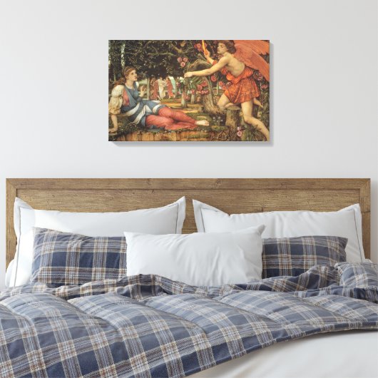 Love and the Maiden by John Stanhope Canvas Afdruk (Insitu (Slaapkamer))