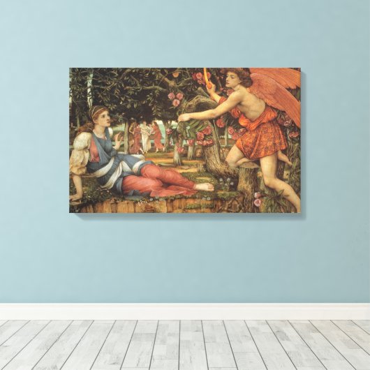 Love and the Maiden by John Stanhope Canvas Afdruk (Insitu (Houten vloer))