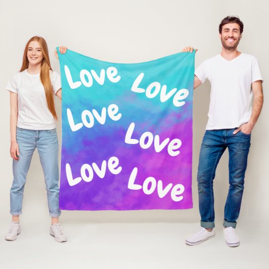 Love and Unicorn Clouds Fleece Deken (In situ)